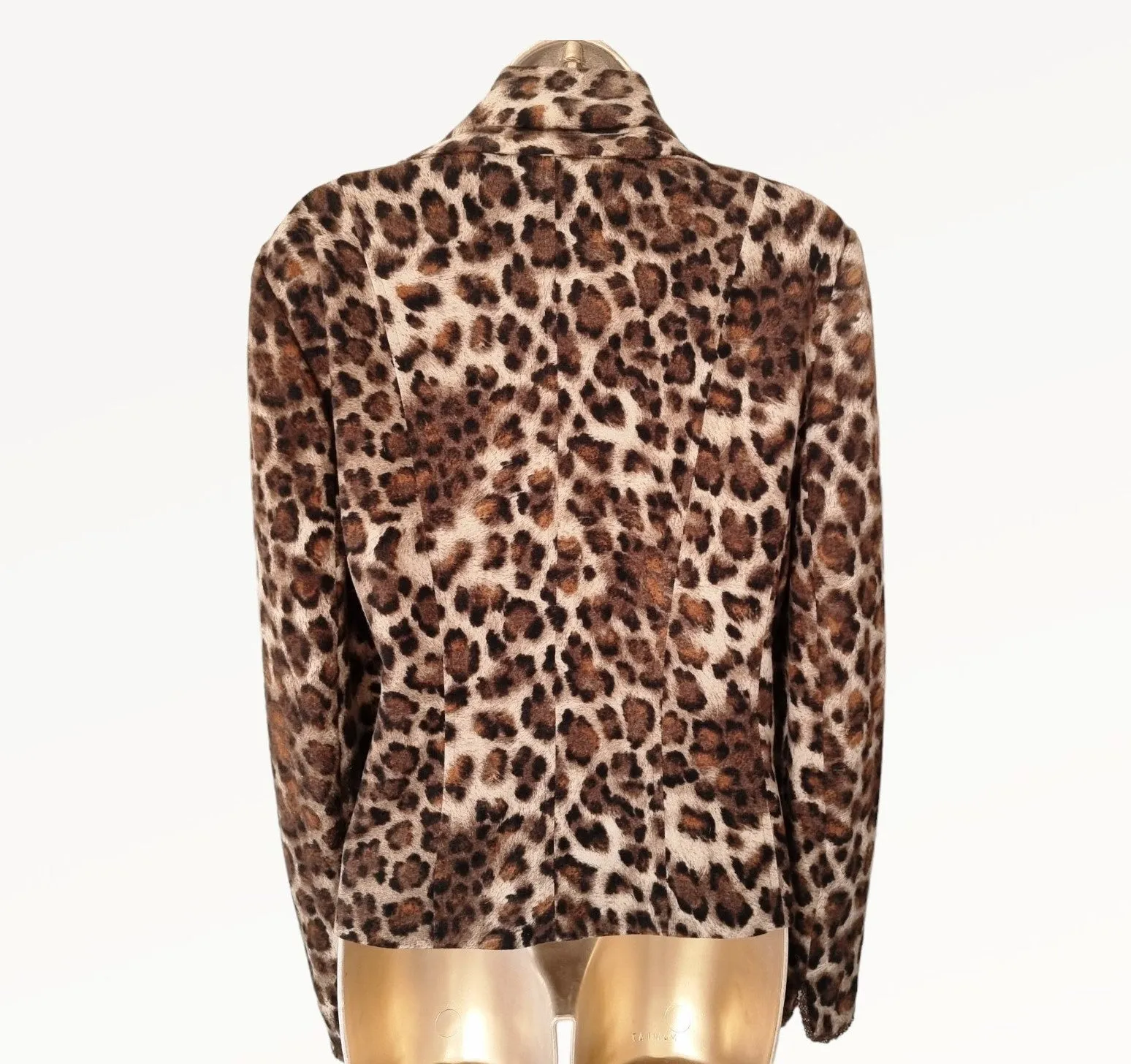 Caroline Charles London Vintage Leopard Print Jacket and Scarf UK 16 US 12 EU 44