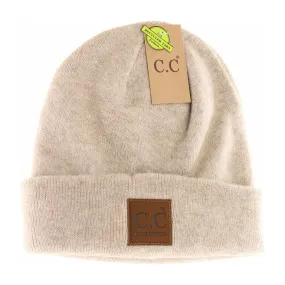 C.C Soft Ribbed Beanie Beige