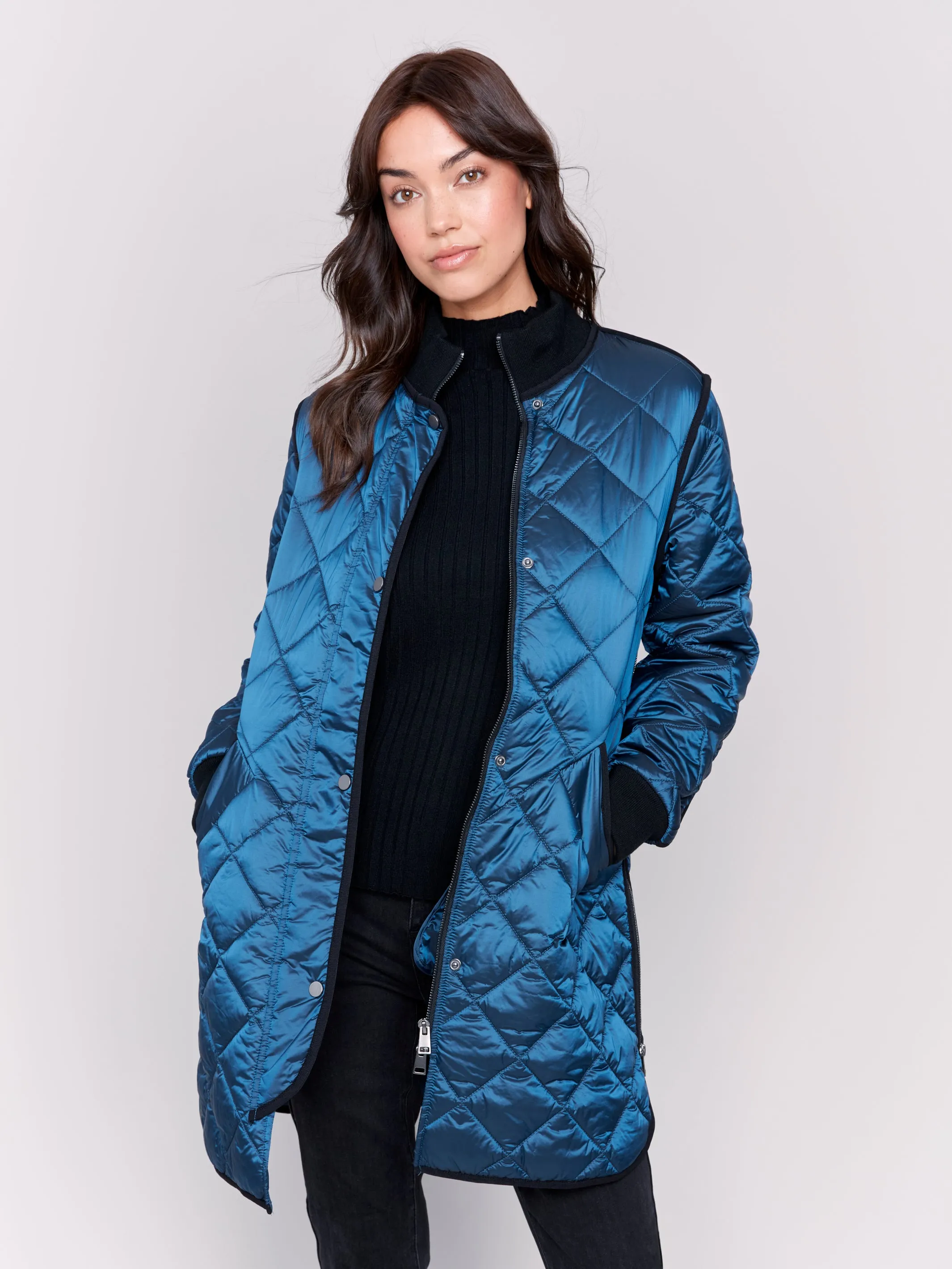 Charlie B Long Quilted Puffer