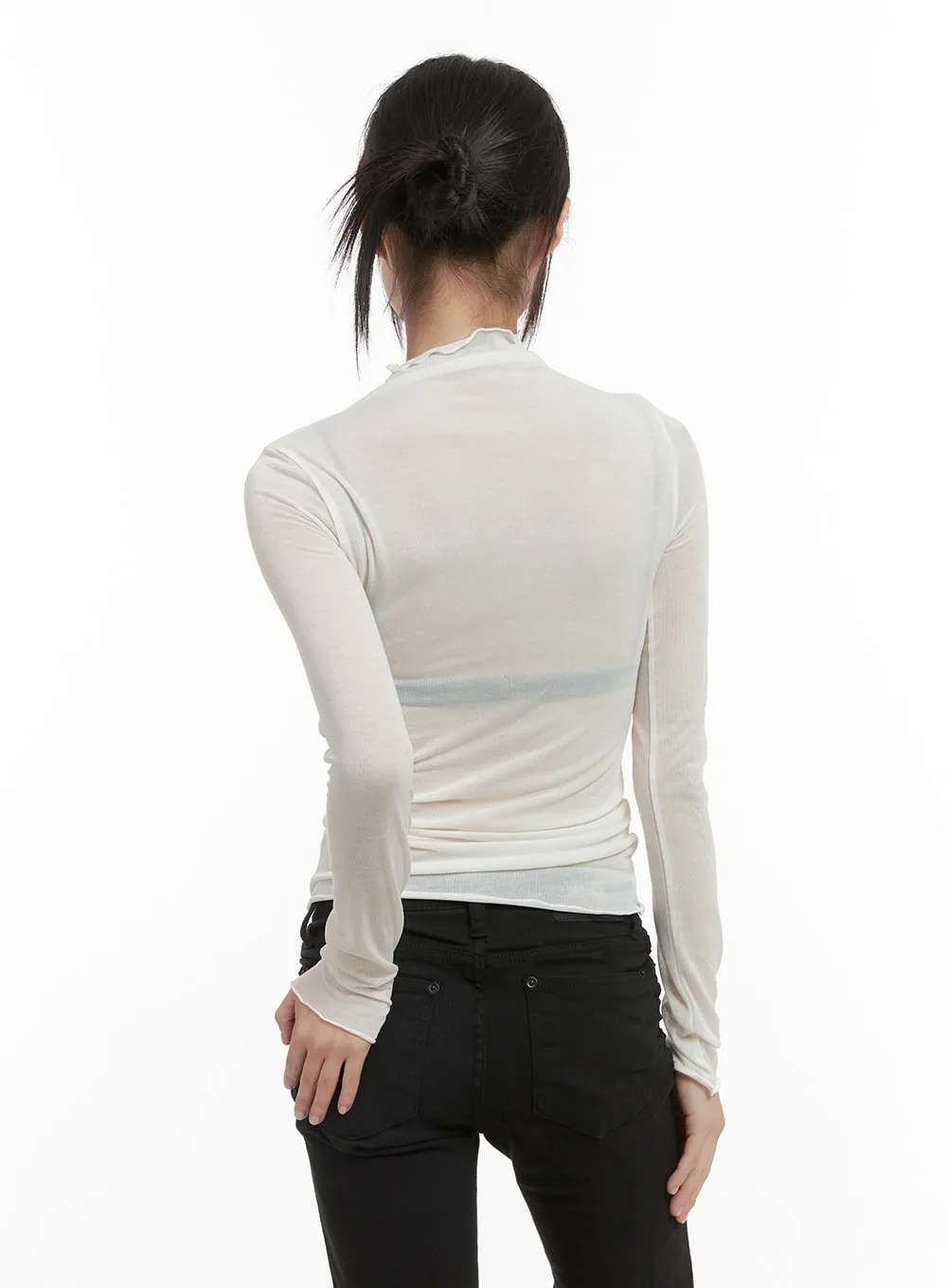 Chic Sheer Cotton Turtleneck Tee CS412