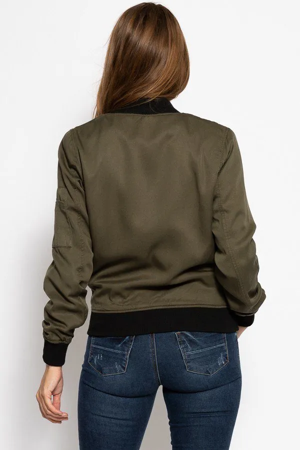 Classic Olive Green Bomber Jacket