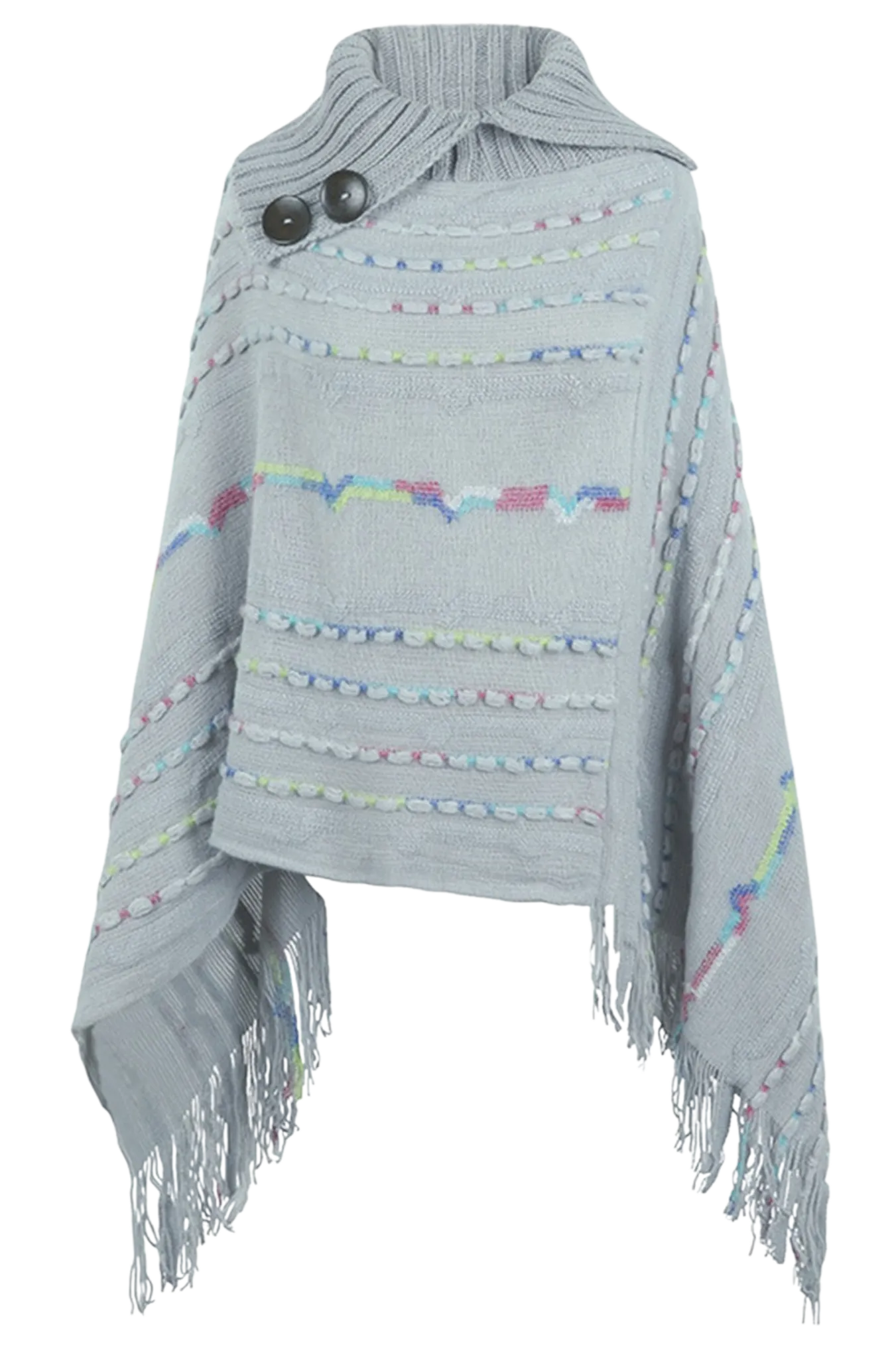 Cloak Sleeve Fringe Detail Poncho