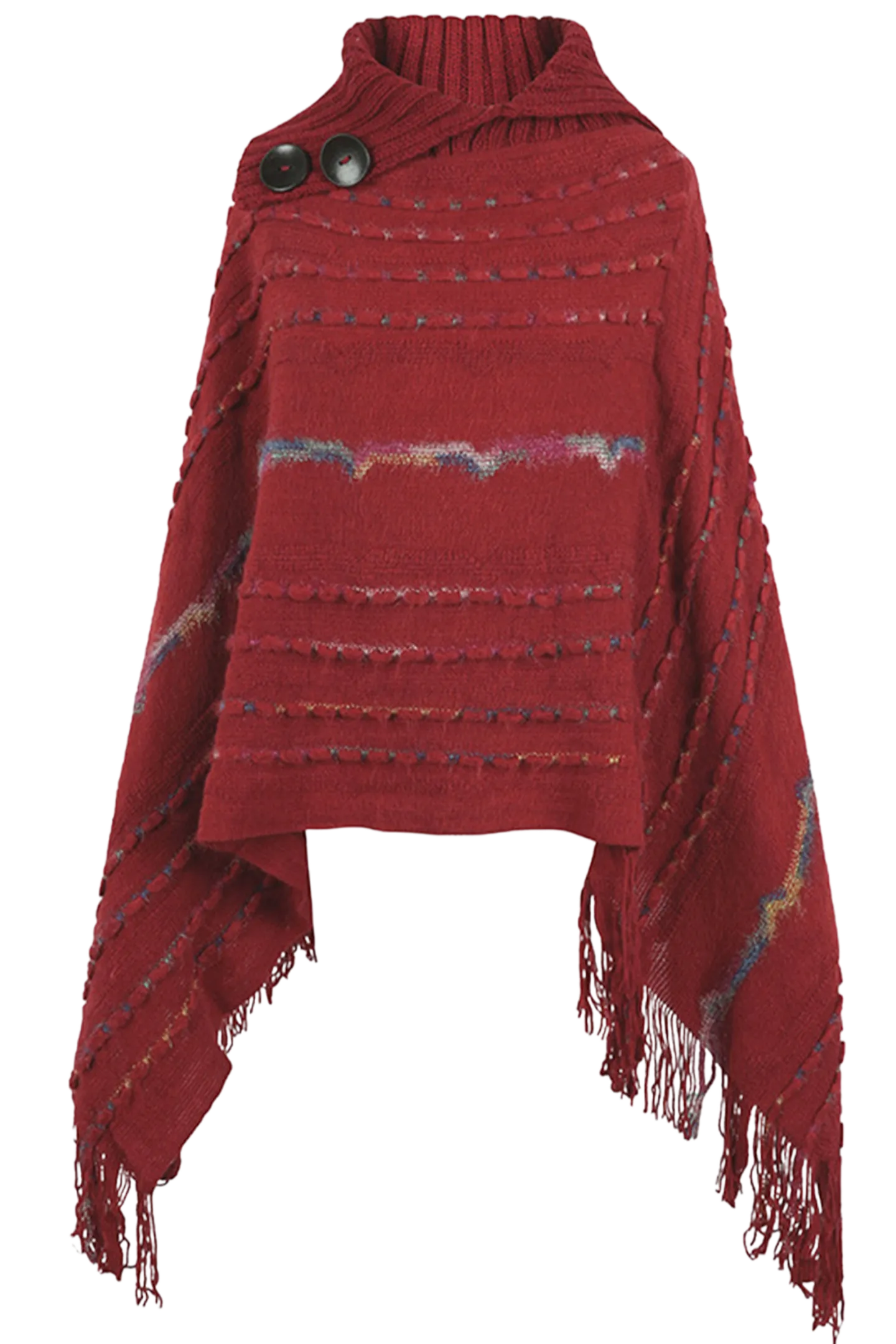 Cloak Sleeve Fringe Detail Poncho