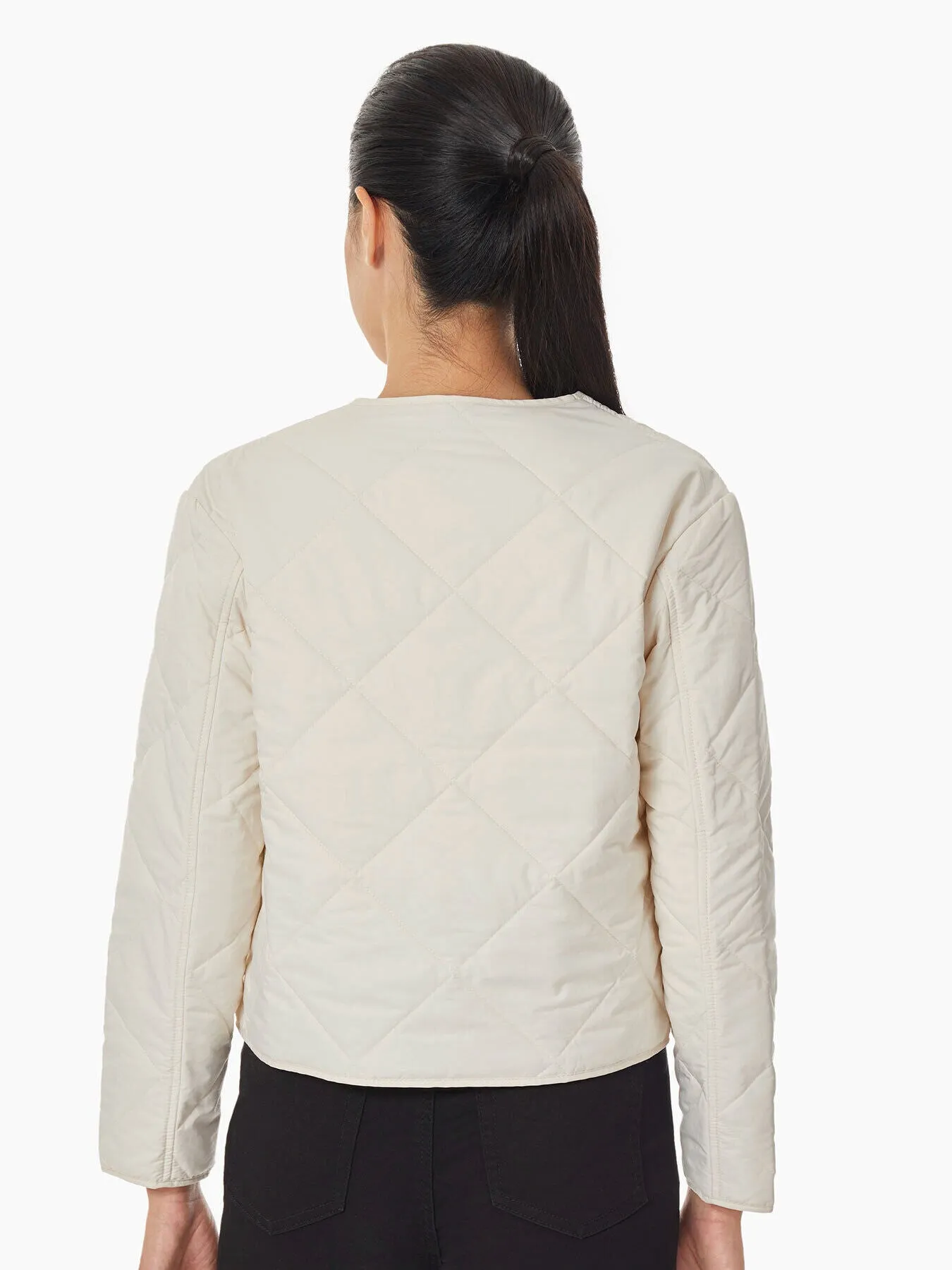 Collarless Quilted Jacket