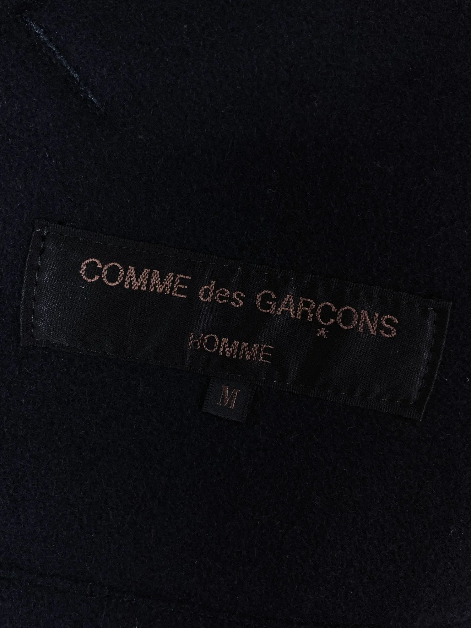 Comme des Garcons Homme 1993 dark navy wool melton hooded parka coat - M