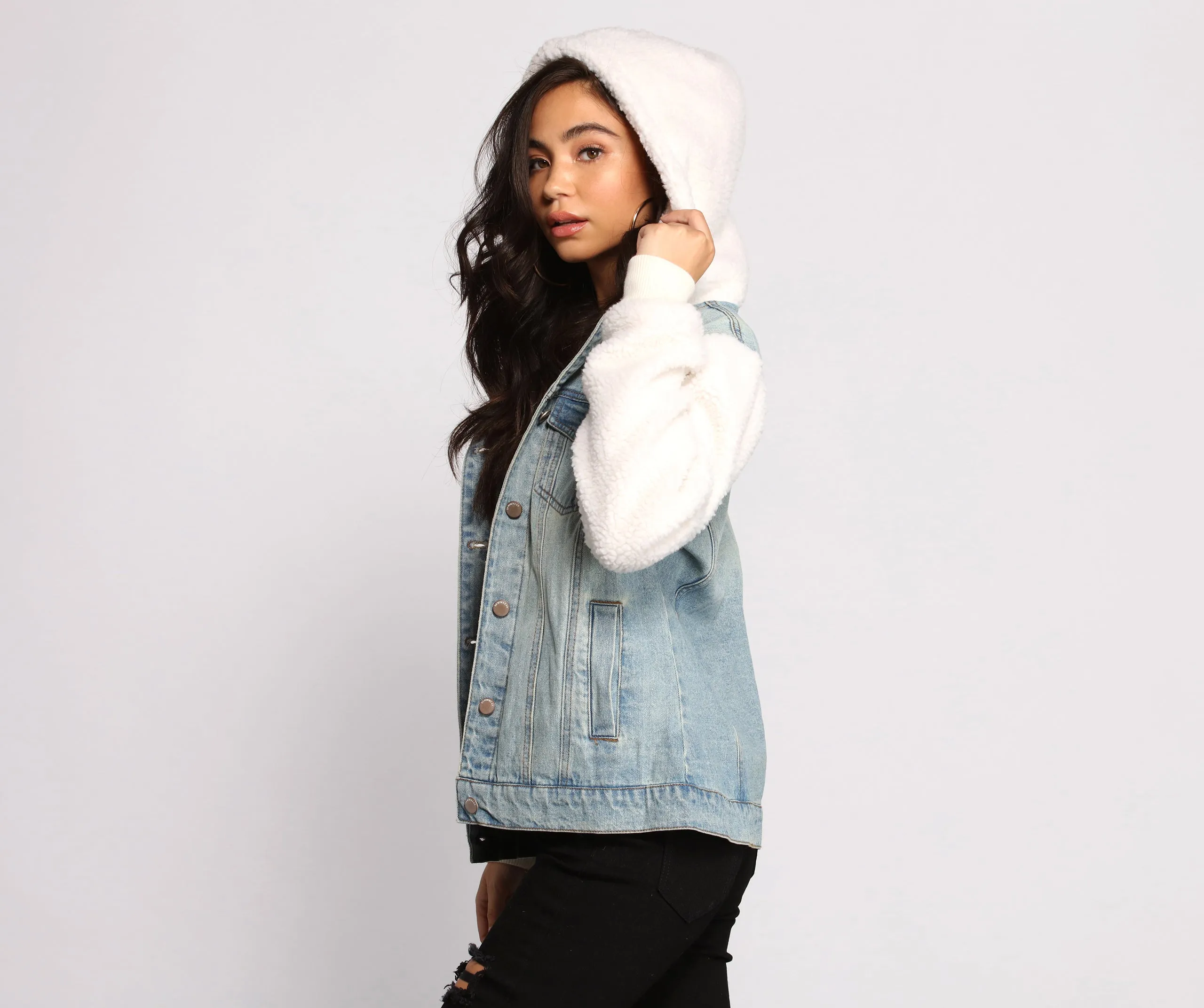 Cozy Casual Vibe Sherpa Denim Jacket