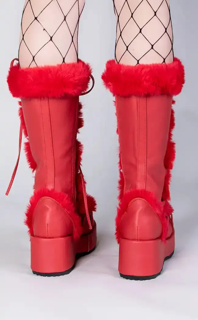 CUBBY-311 Red Vegan Suede Boots