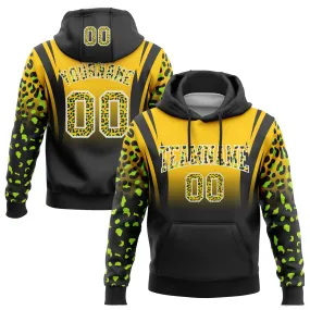 Custom Stitched Gold Black-White Fade Fashion Leopard Print Sports Pullover Sweatshirt Hoodie