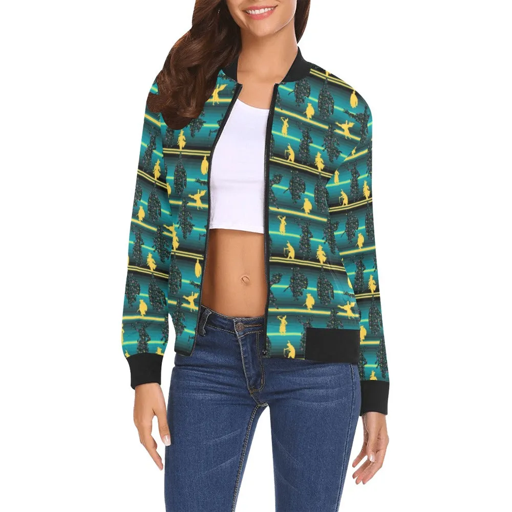 Dancers Inspire Green Bomber Jacket for Women