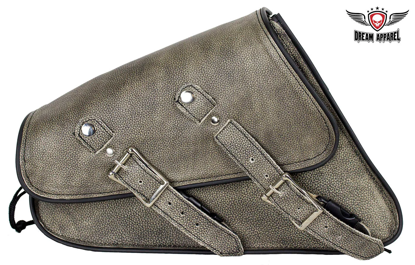 Distressed Brown Leather Swing Arm Bag - Right Side