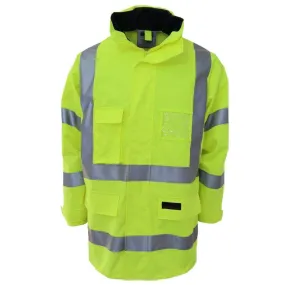 Dnc Workwear Hi-vis Breathable “h” Pattern Rain Jacket Bio-motion Tape - 3571