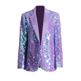 Elegant Fashion Blazer For Women Lapel Long Sleeve Patchwork Sequins Single Breasted Solid Blazers Female Autumn