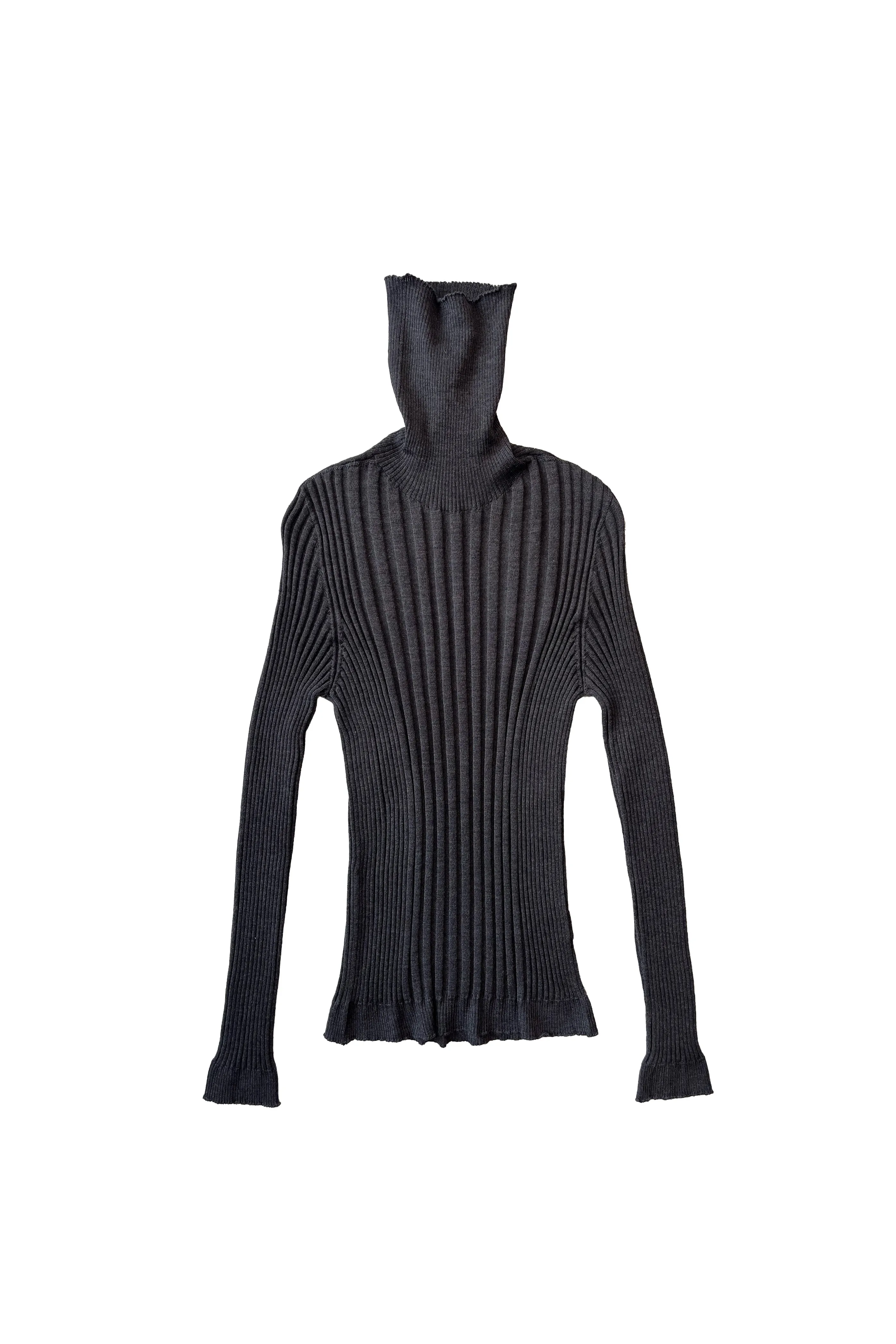 Extra Fine Merino Wool Ribbed Turtle Neck