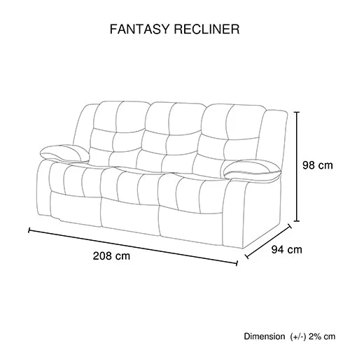 Fantasy Recliner Pu Leather 3R Black