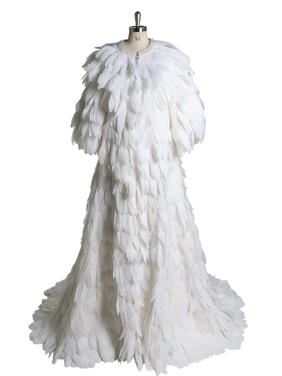 Feathers 60cm Train Wedding Cape Women Maternity Jacket For Photography