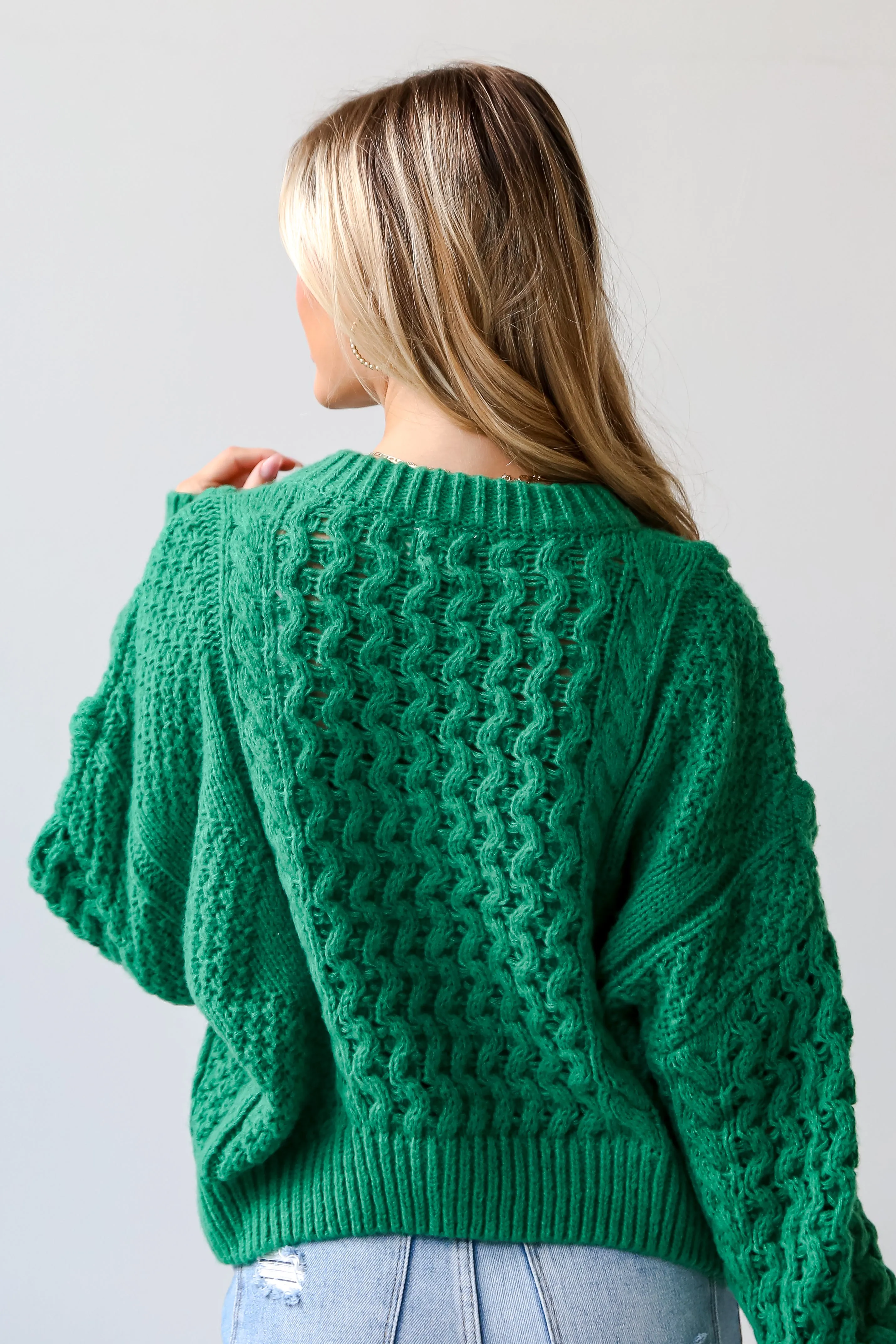 FINAL SALE - Warm Charm Green Cable Knit Sweater