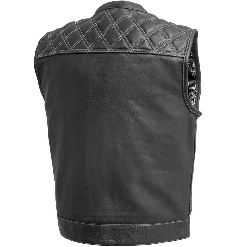 First Mfg Mens Downside Diamond Quilt Leather Vest