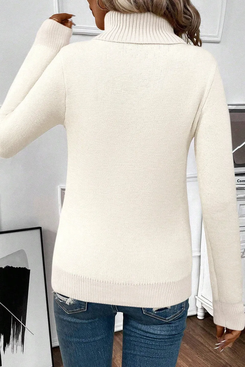 Fleece Lined Knit Turtleneck Sweater