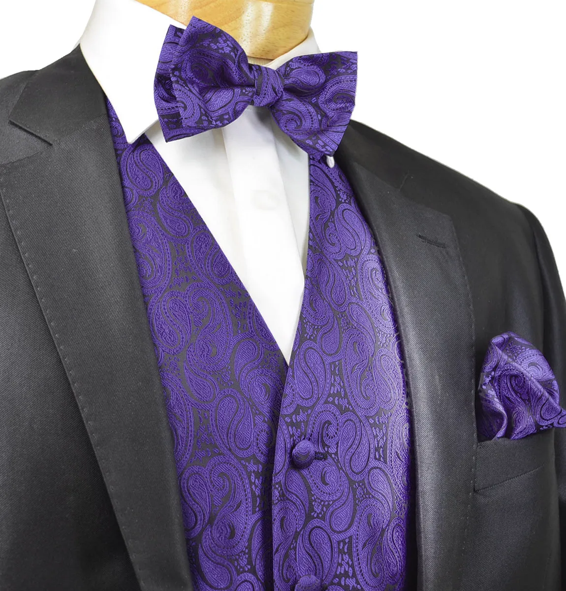 Formal Purple Paisley Tuxedo Vest Set