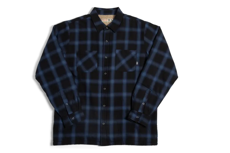 Girl Sherpa Lined Fleece Flannel Black/Blue