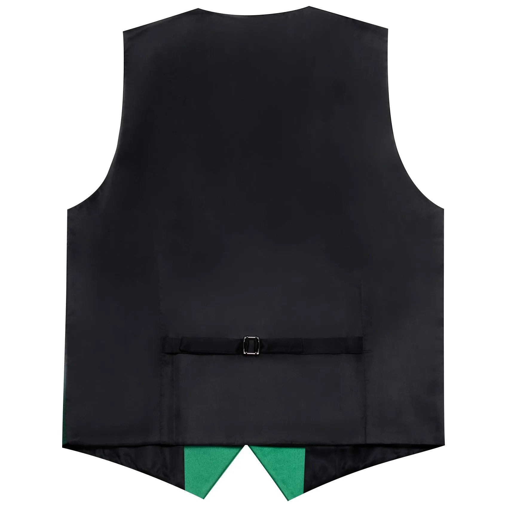 Green Solid Jacquard Men's Collar Vest