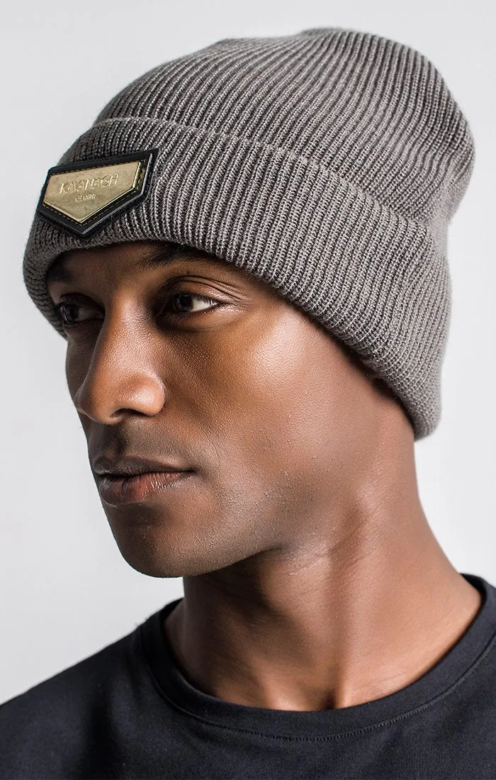 Grey Beanie With Gold GK Plaque