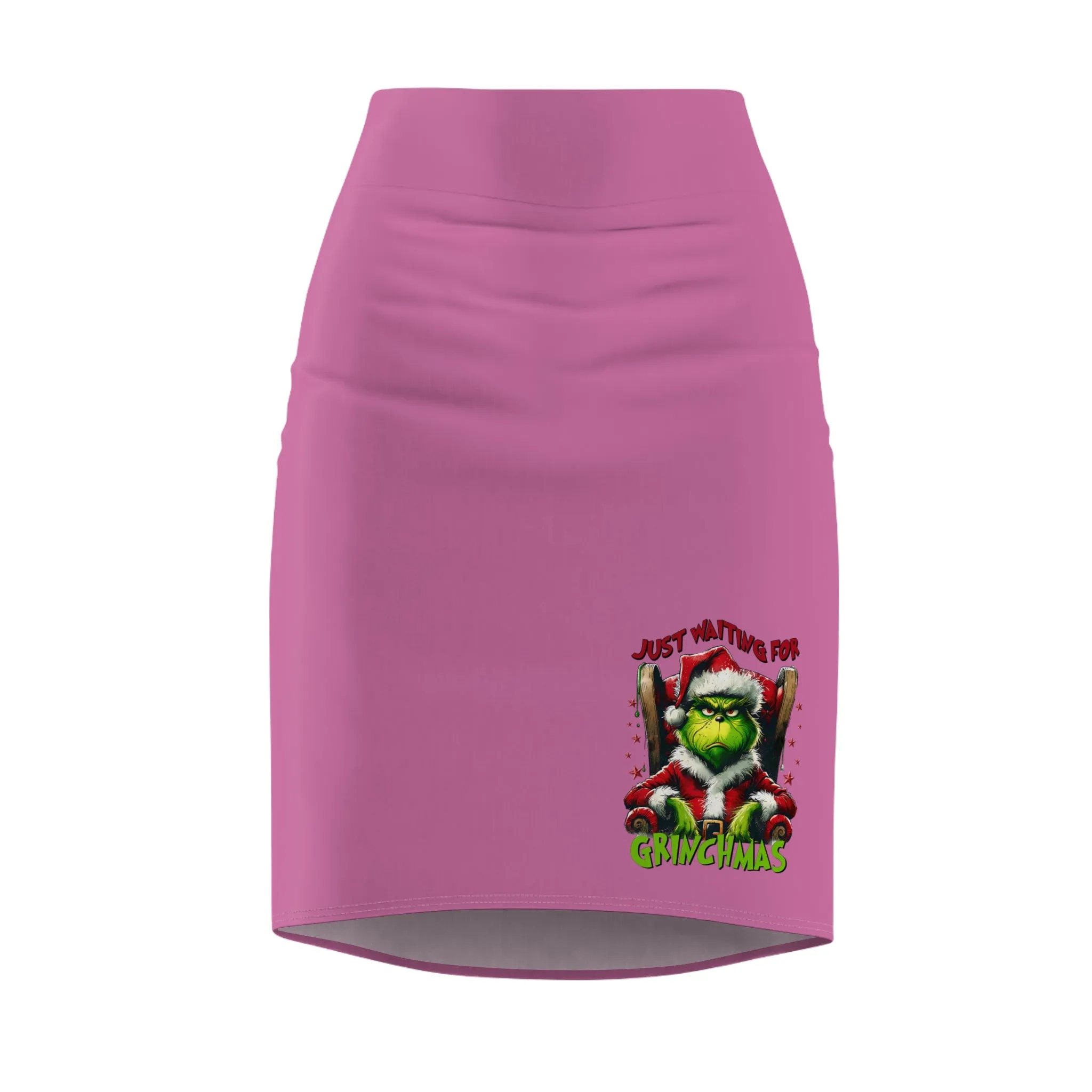 Grinch-Inspired Women's Pencil Skirt - Just Waiting for Grinchmas