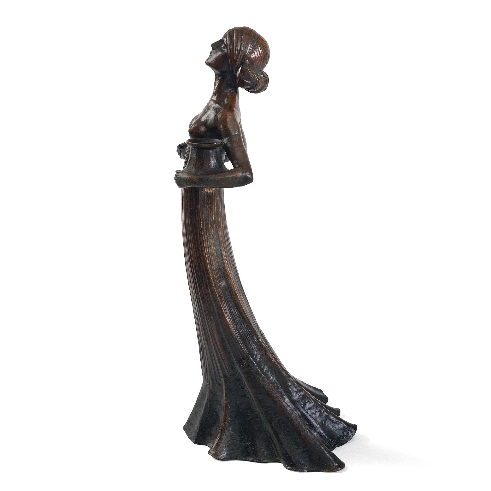 Gustav Gurschner Bronze Female Figure Candelabrum