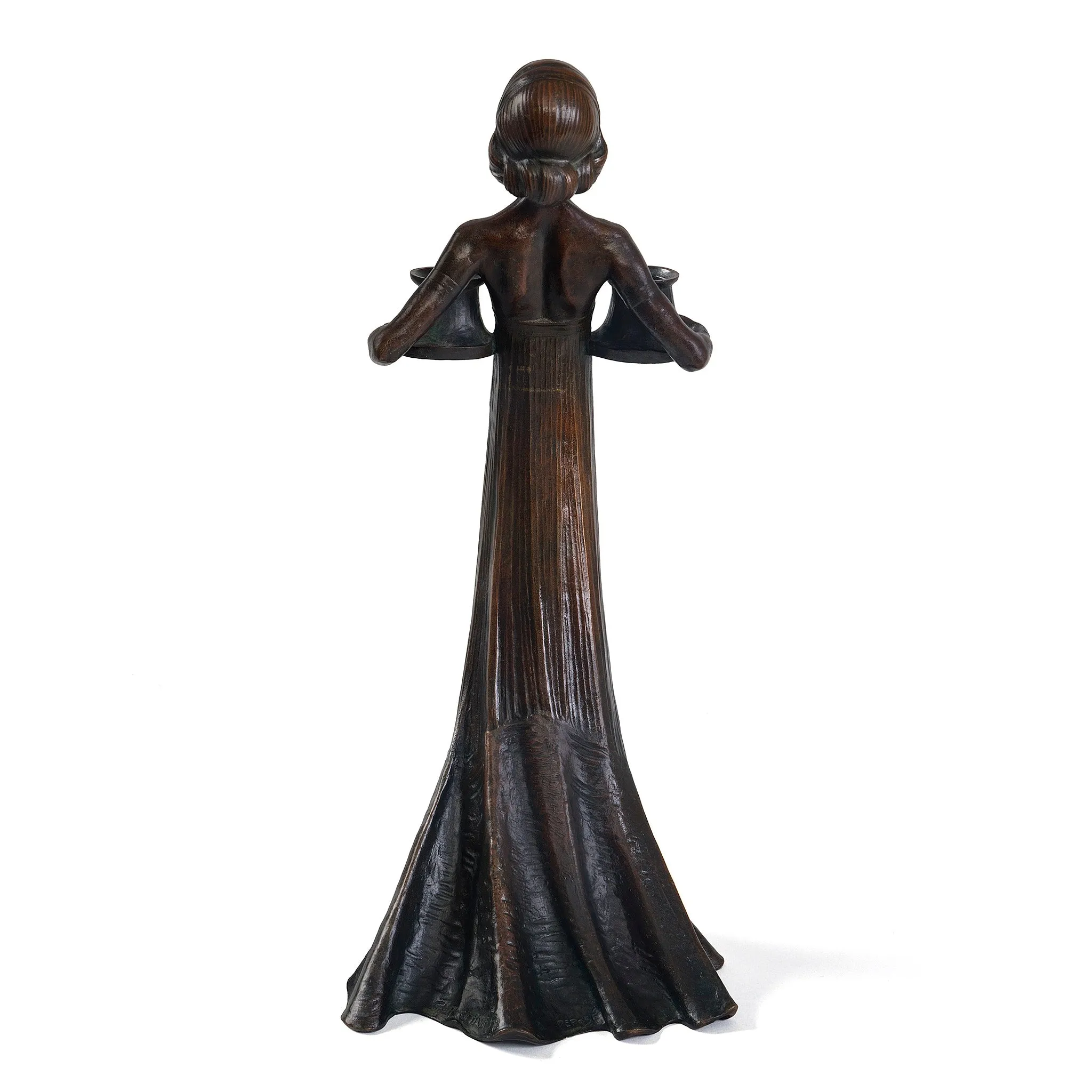 Gustav Gurschner Bronze Female Figure Candelabrum