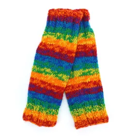 Hand Knitted Wool Leg Warmers - SD Shredded Rainbow