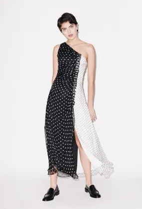 House of Holland One Shoulder Polka Gathered Dress