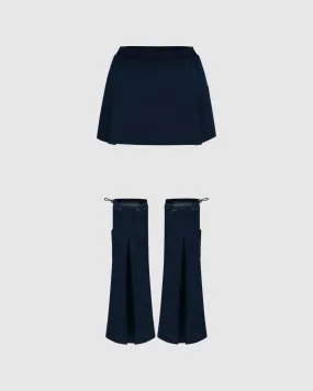 INDIGO DENIM UNIFORM SWEATSKIRT & LEG WARMERS