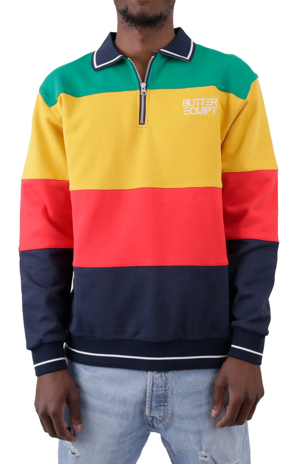 Ivy Stripe Pullover Hoodie - Green/Yello/Red