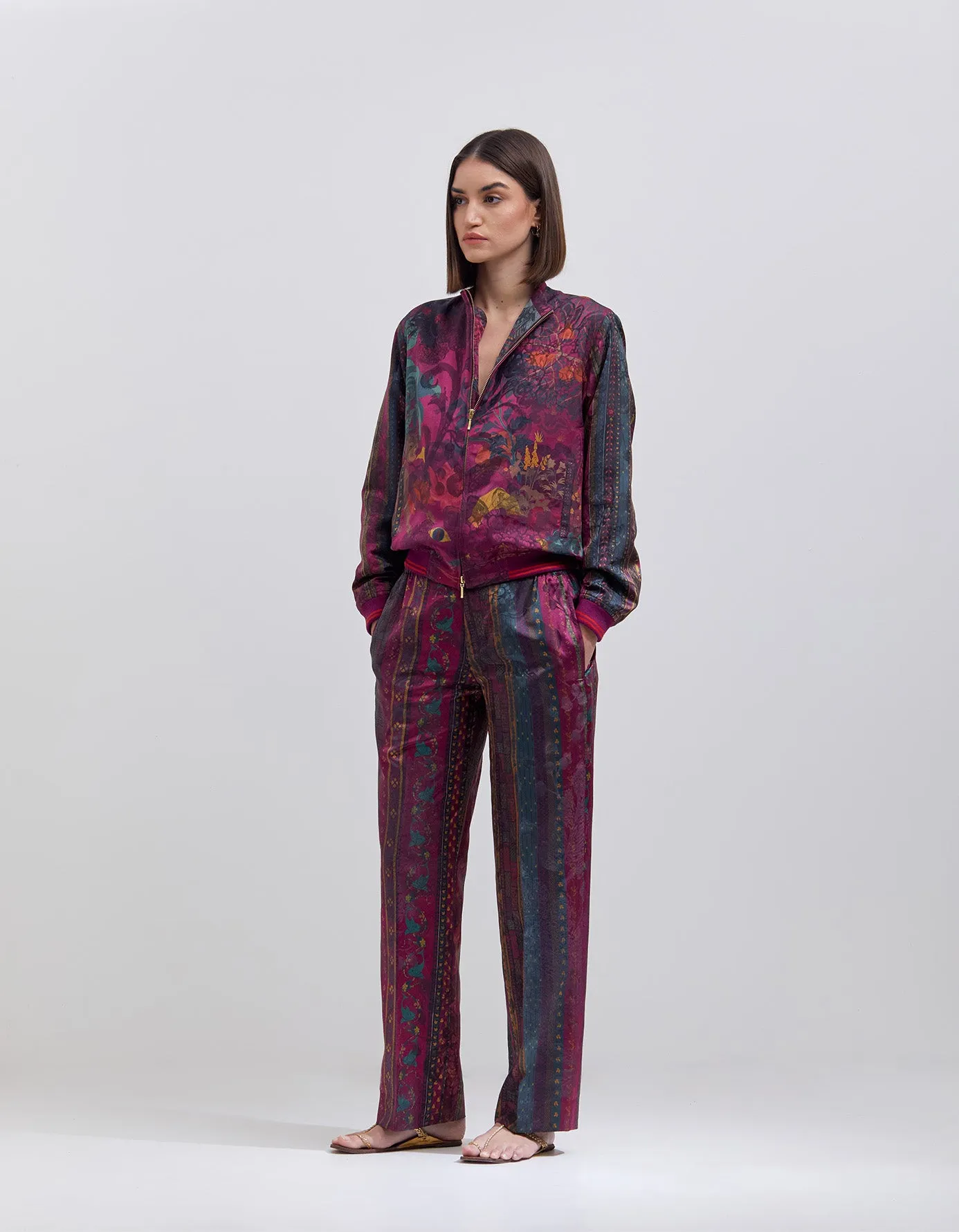 Janbaaz Bomber Jacket Silk Damask Purple