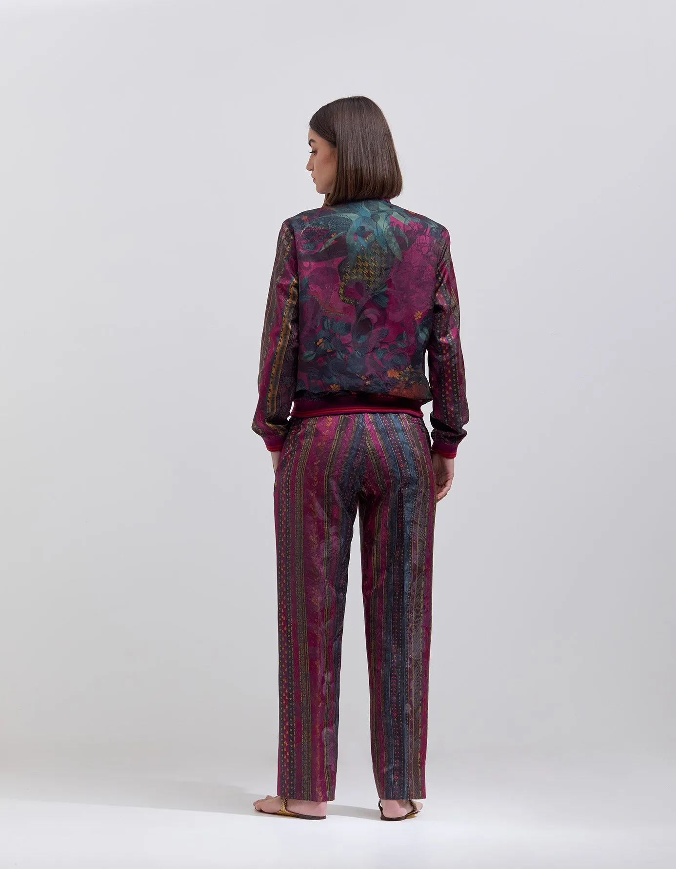 Janbaaz Bomber Jacket Silk Damask Purple