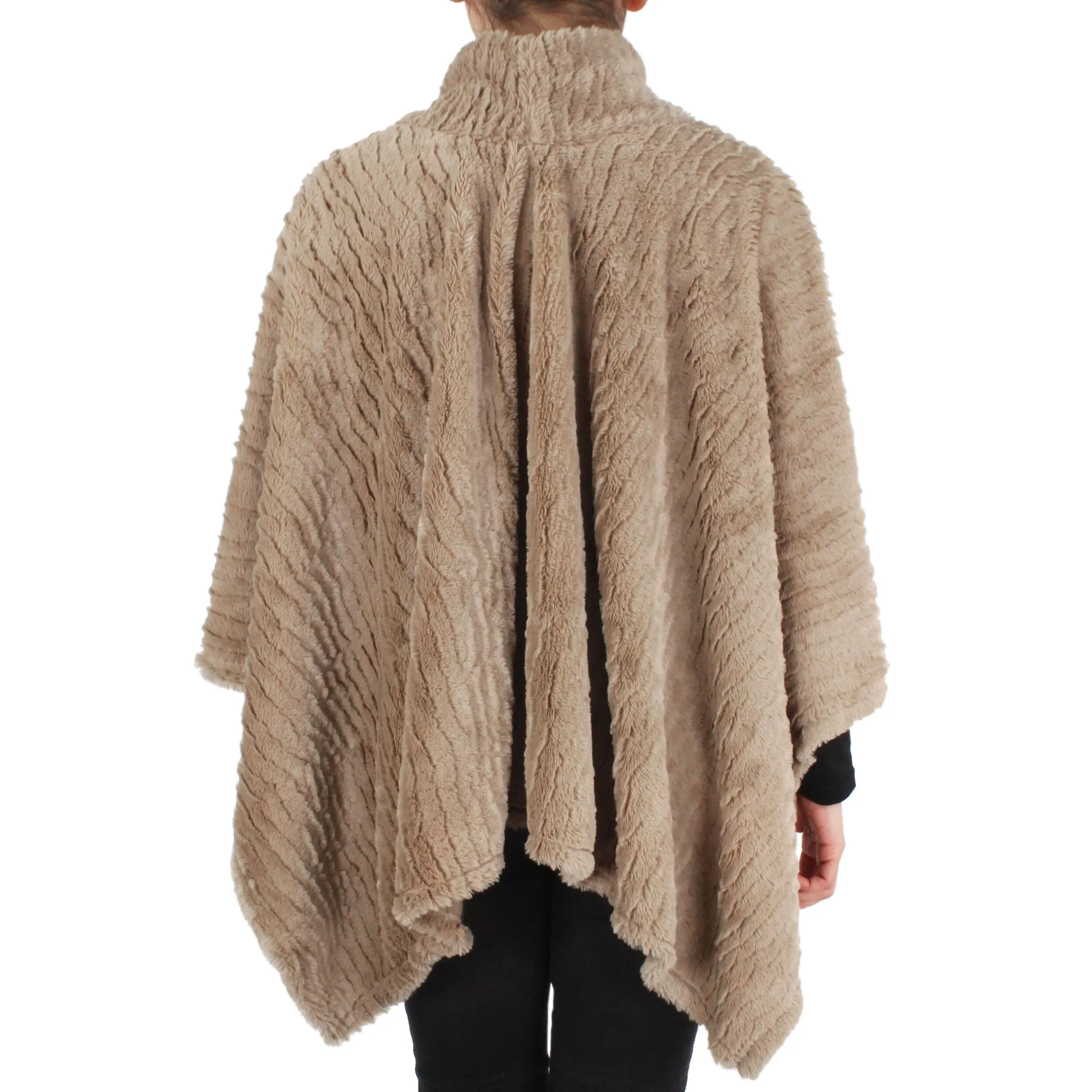 Jane Faux Rabbit Fur Poncho