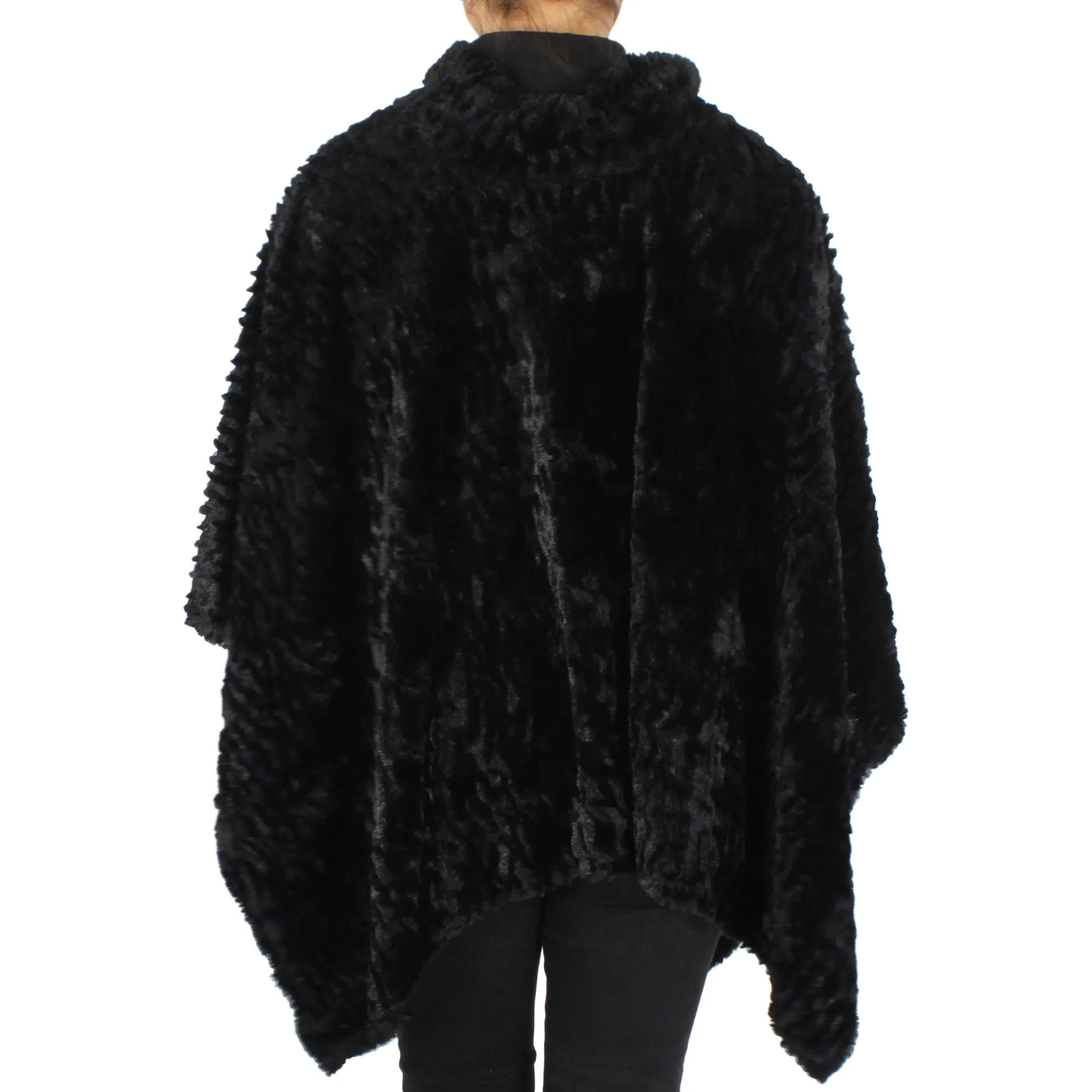 Jane Faux Rabbit Fur Poncho