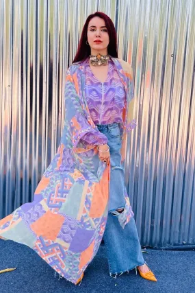 Jasleen Sabharwal In Our Multi-Geo Printed Cape and Lavender Geometric Organza Jacket