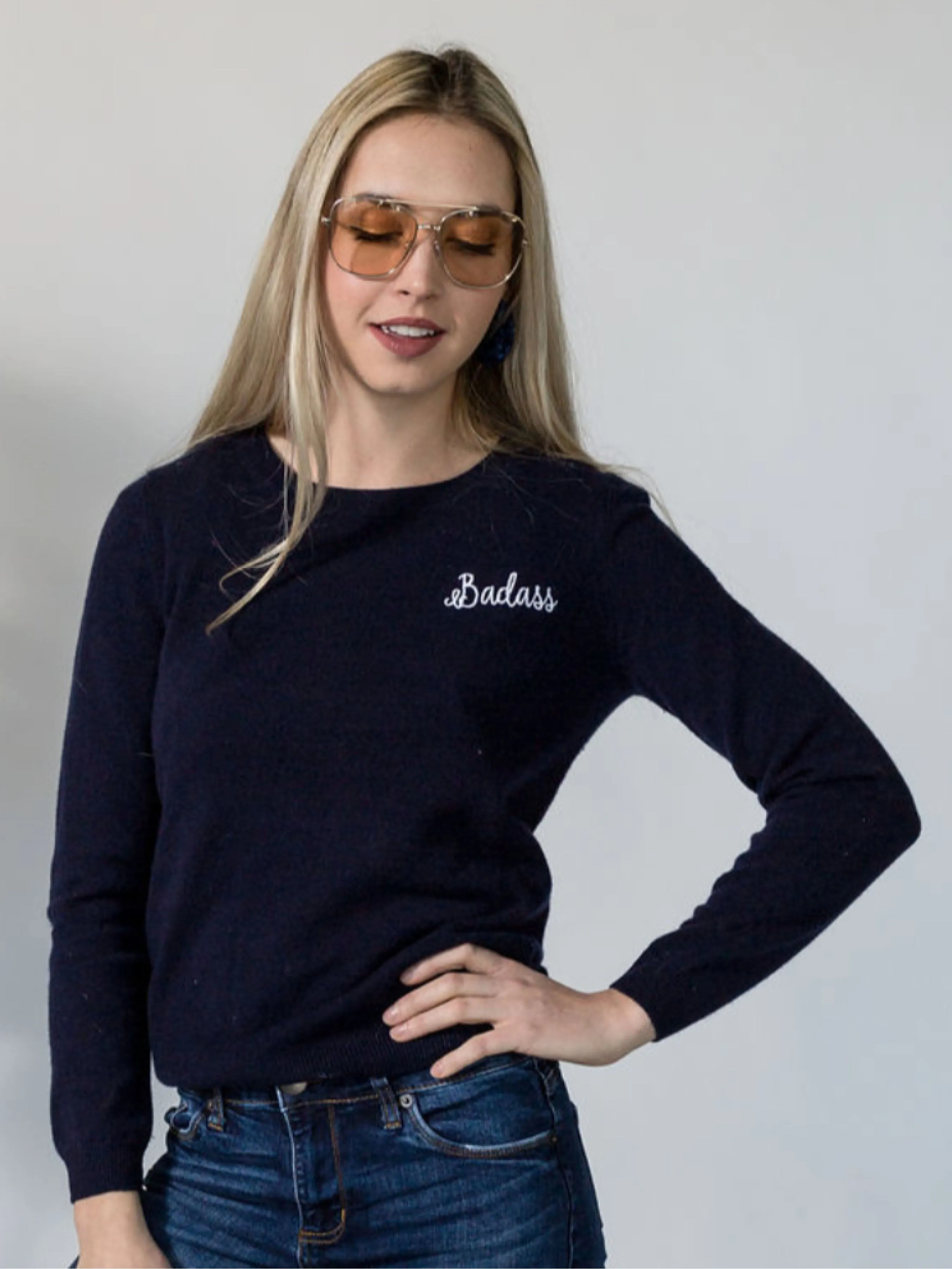 Jewel Neck Sweater - Embroidered