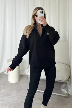 Kylie black 3/4 zip sweater and leggings