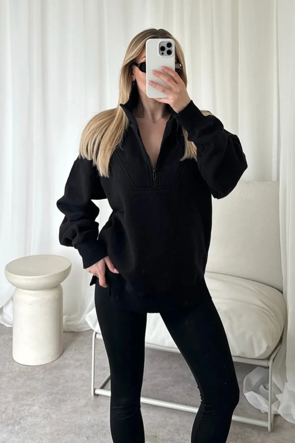 Kylie black 3/4 zip sweater and leggings