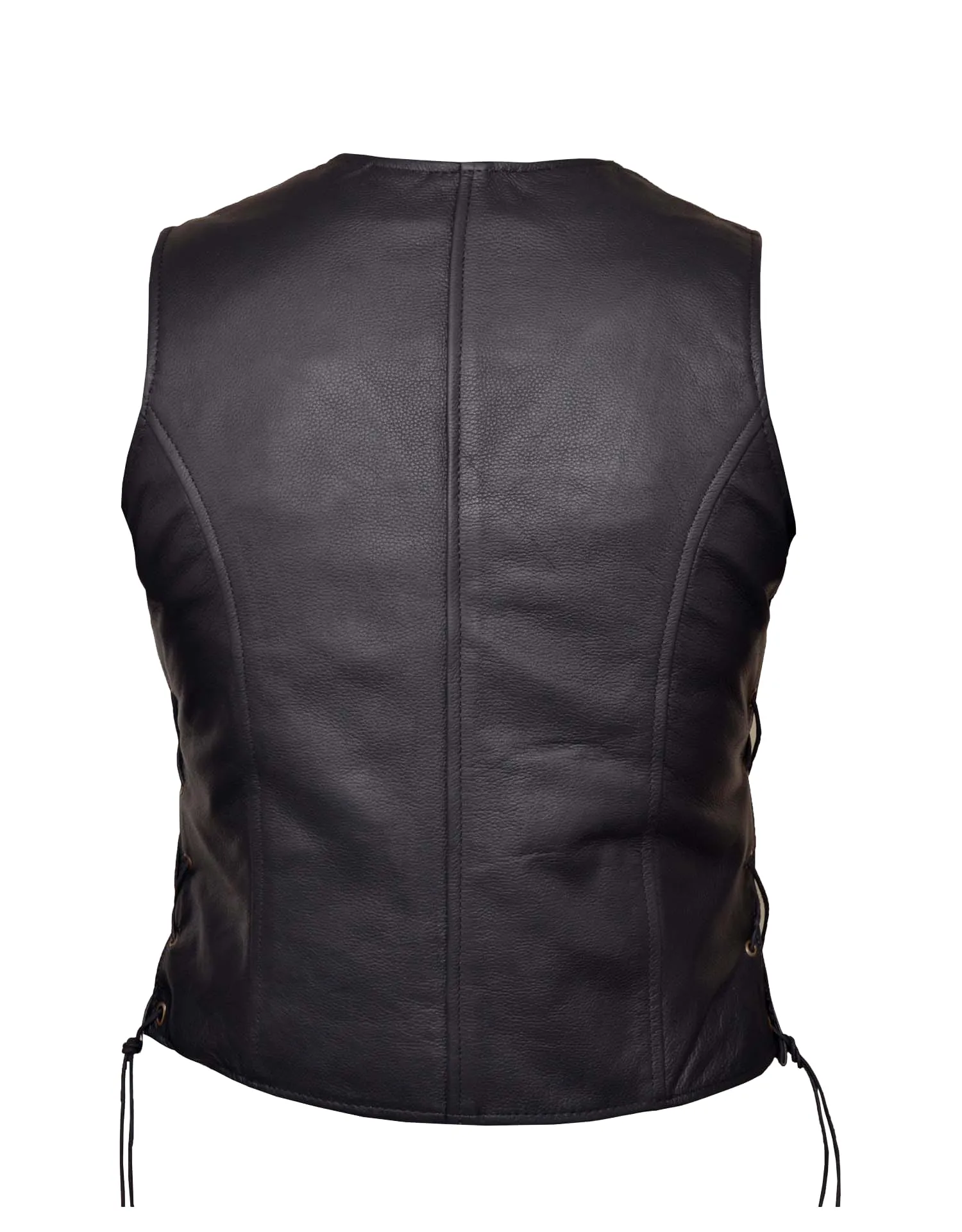 Ladies Premium Leather Motorcycle Zippered Vest