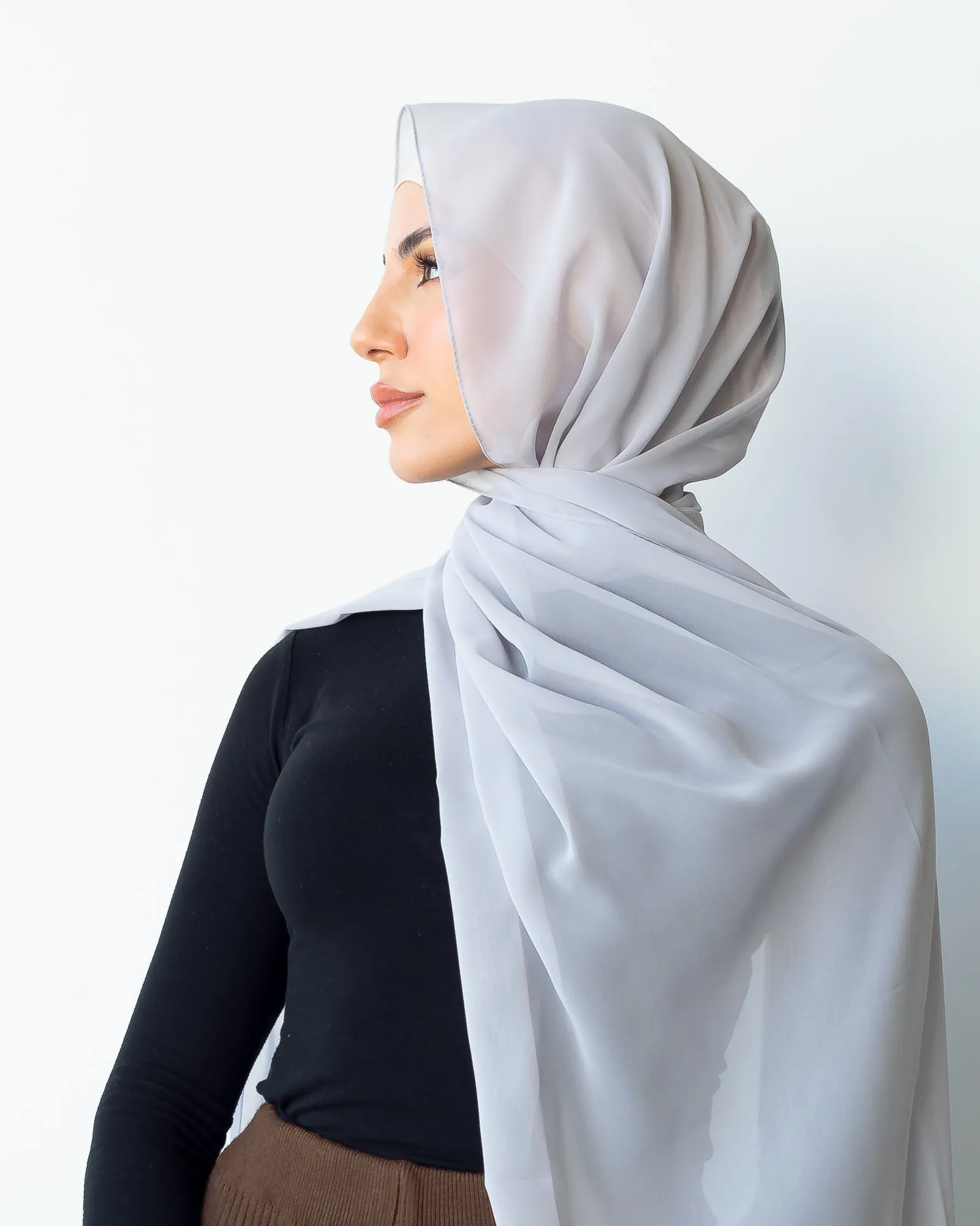 LIGHT GREY CHIFFON SHAWL