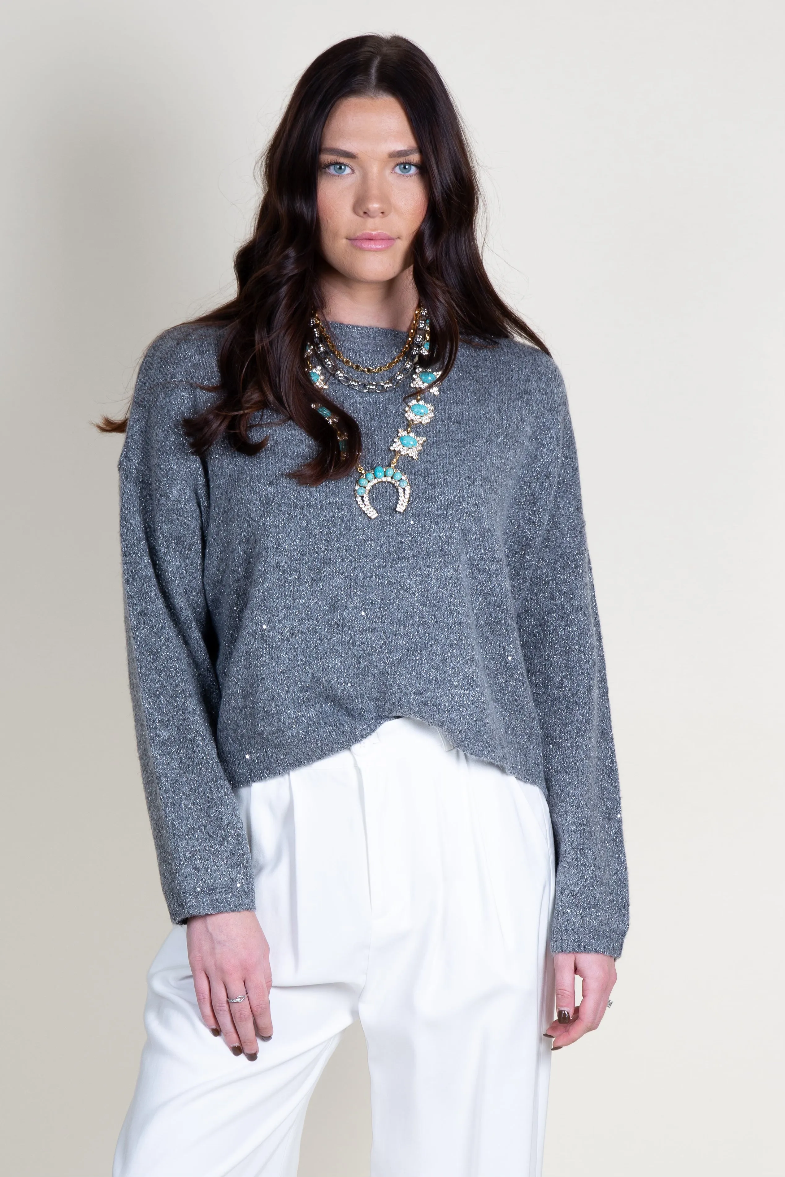 LNA | Sheye Sparkle Sweater - Grey