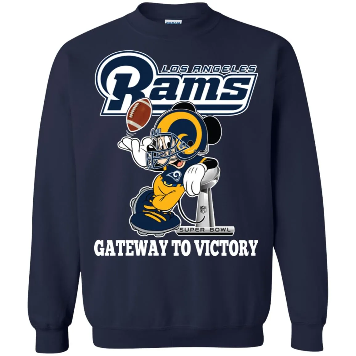 Los Angeles Rams Gateway To Victory Super Bowl 2019 Mickey Mouse Football Nfl Crewneck Pullover Sweatshirt