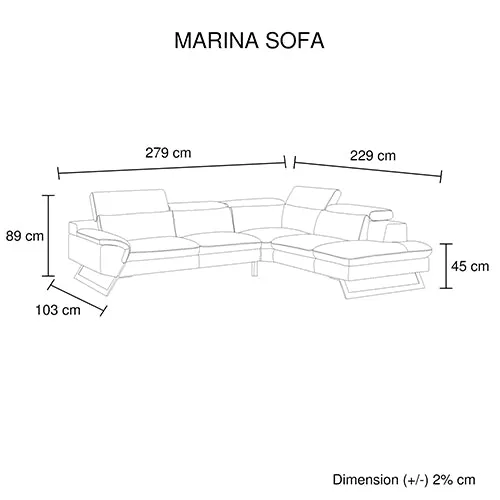 Marina Corner Sofa Set Spacious Chaise Lounge Leatherette Air Leather White