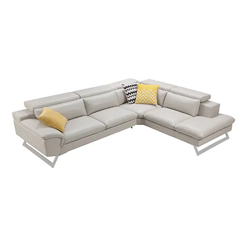 Marina Corner Sofa Set Spacious Chaise Lounge Leatherette Air Leather White