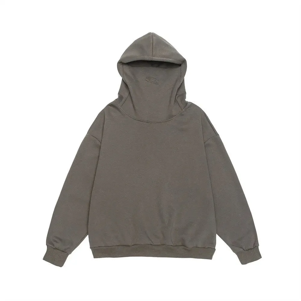 Masked Turtleneck Hooded Loose Pullover Coat Shell Jacket