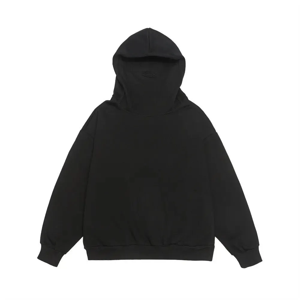 Masked Turtleneck Hooded Loose Pullover Coat Shell Jacket