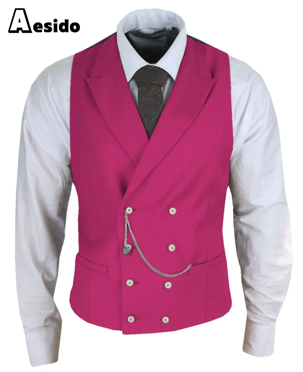 Men's Double Breasted Peak Lapel Waistcoat